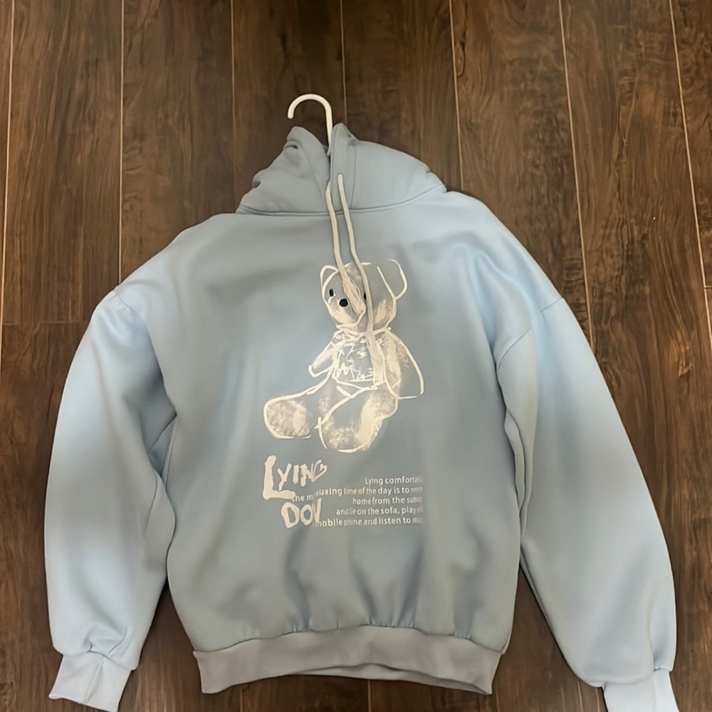 Baby Blue Japanese Style Bear Hoodie